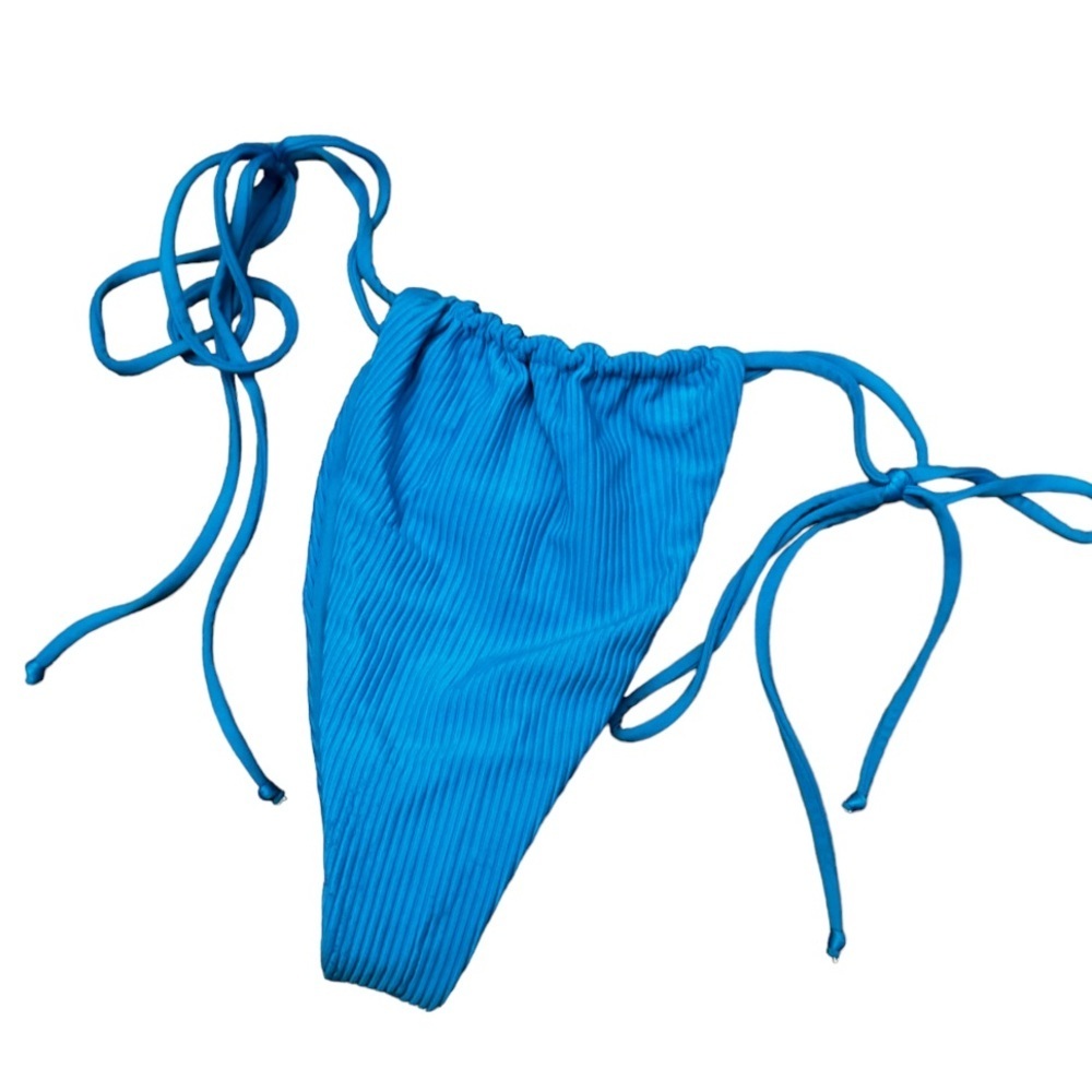 Frankie's Bikinis Ribbed Blue Bikini Bottom